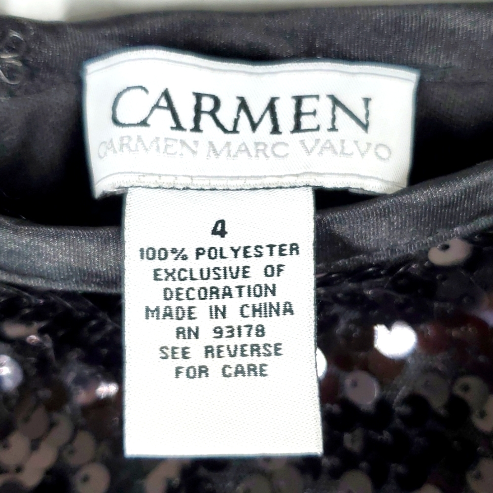 CARMEN Carmen Marc Valvo Black Sequin MIDI Skirt 4 NWOT - Picture 7 of 10